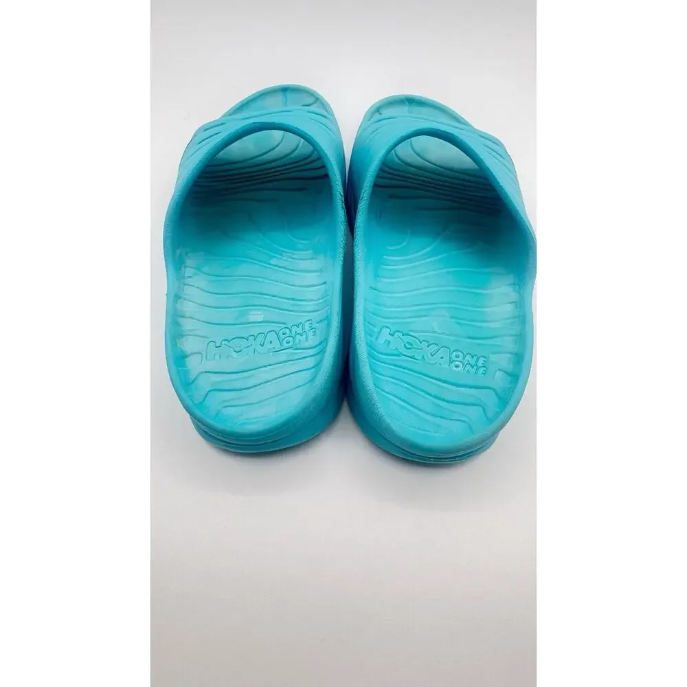Hoka One One Unisex M9/W11Aqua Blue Recovery Slide Sandals Lightweight Cushioned